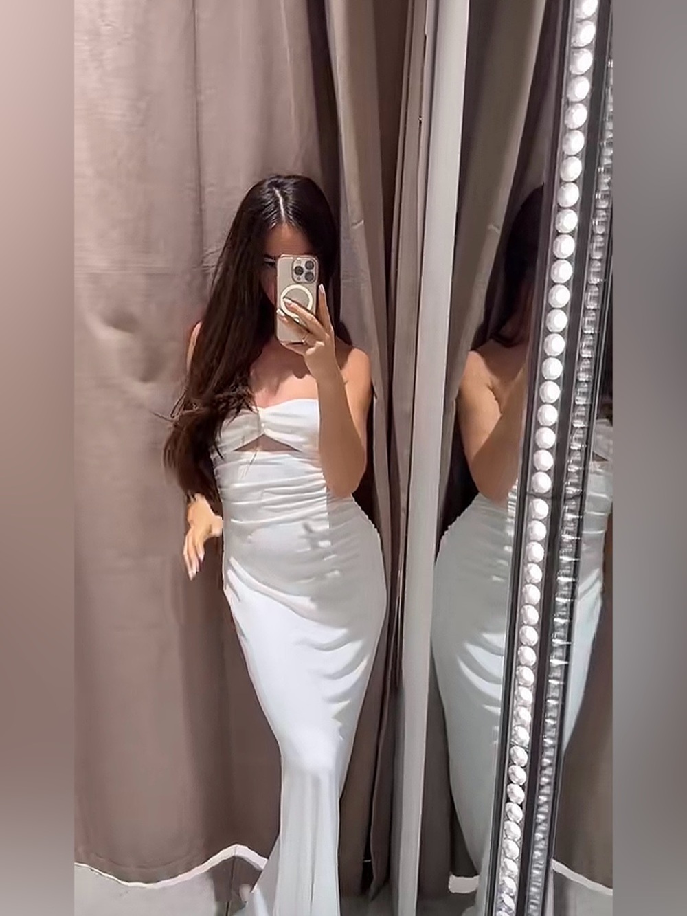 Zara NWT White Romantic Bridal Ruched Cut Out Strapless Maxi Dress (Size XS)